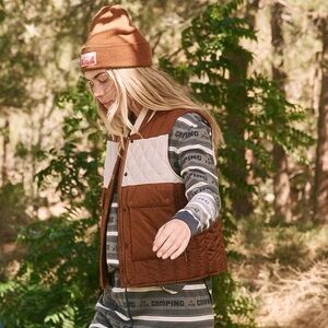 Brown and Cream Quilted Vest - Eddie Bauer x The Great